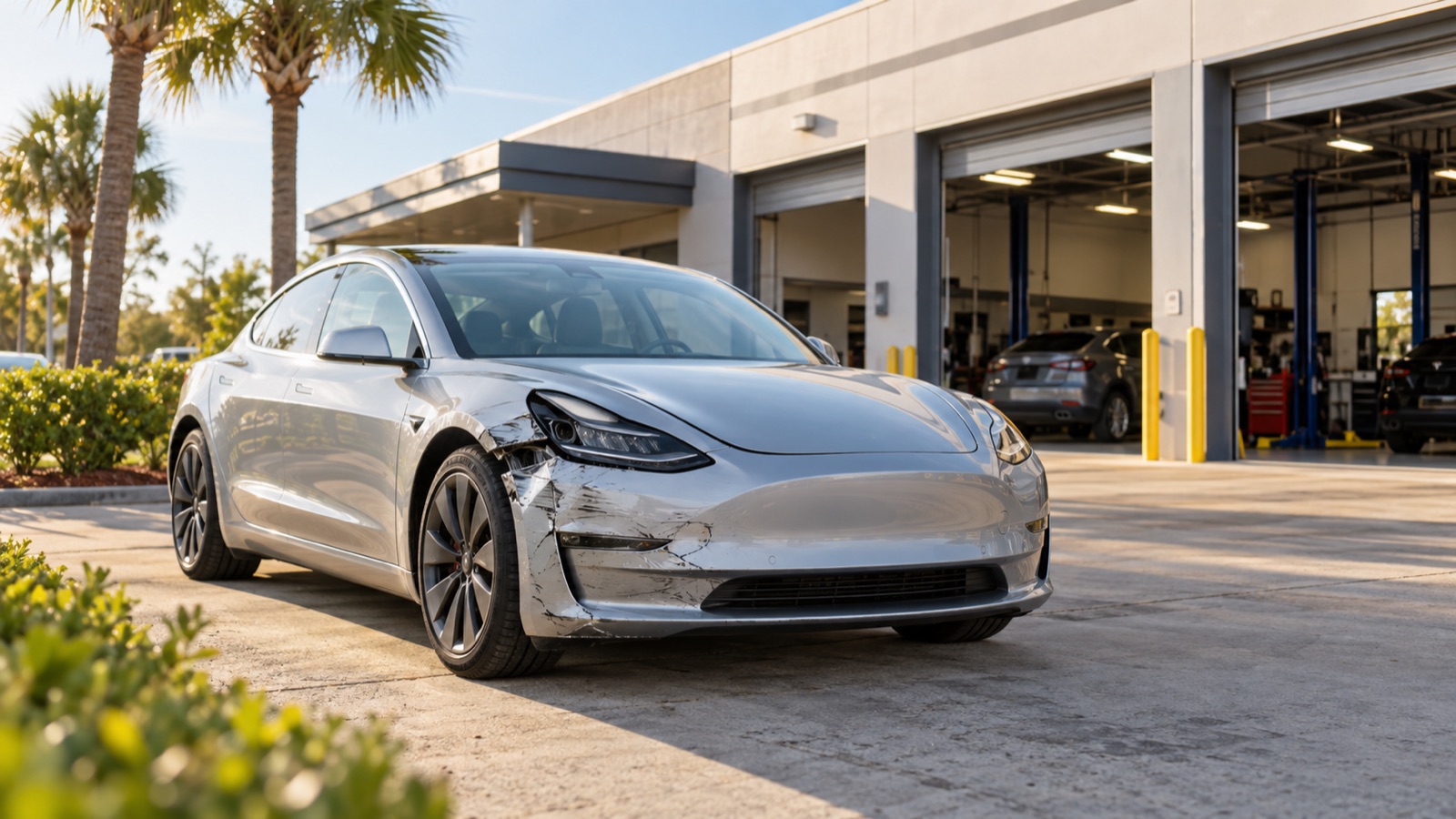 Map of Tesla body shop locations in the Southeast United States