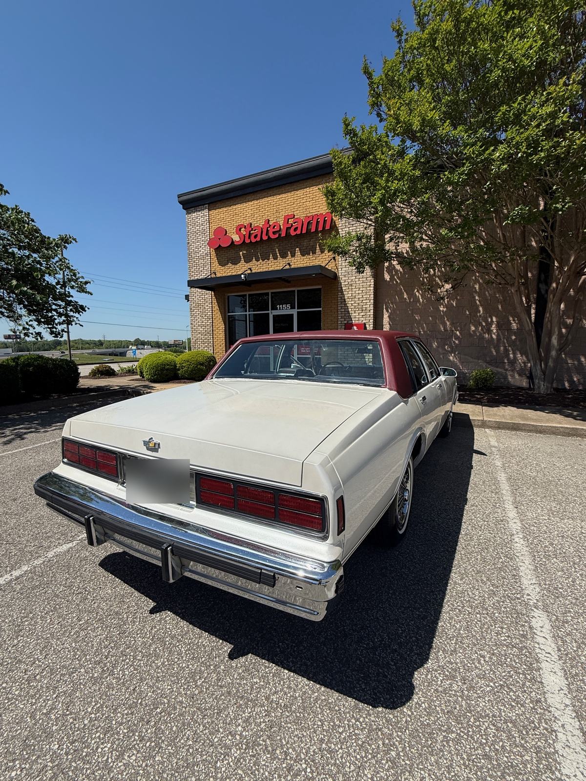 Classic Chevrolet parked outside Wes Harris's insurance office in Jackson, Tennessee